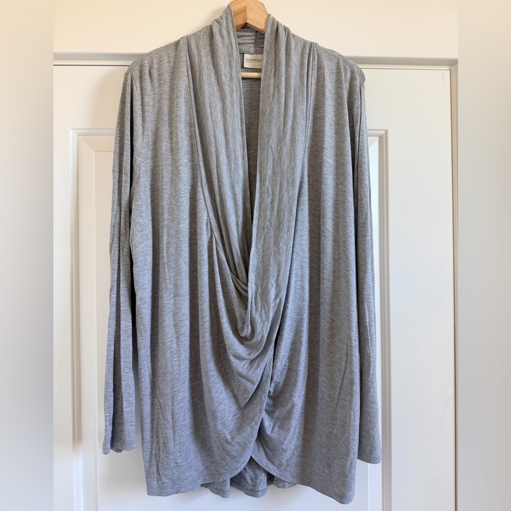 Chico’s Gray Draped Long Sleeve Tunic